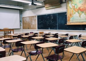 Image of an empty classroom representing IEP preparation